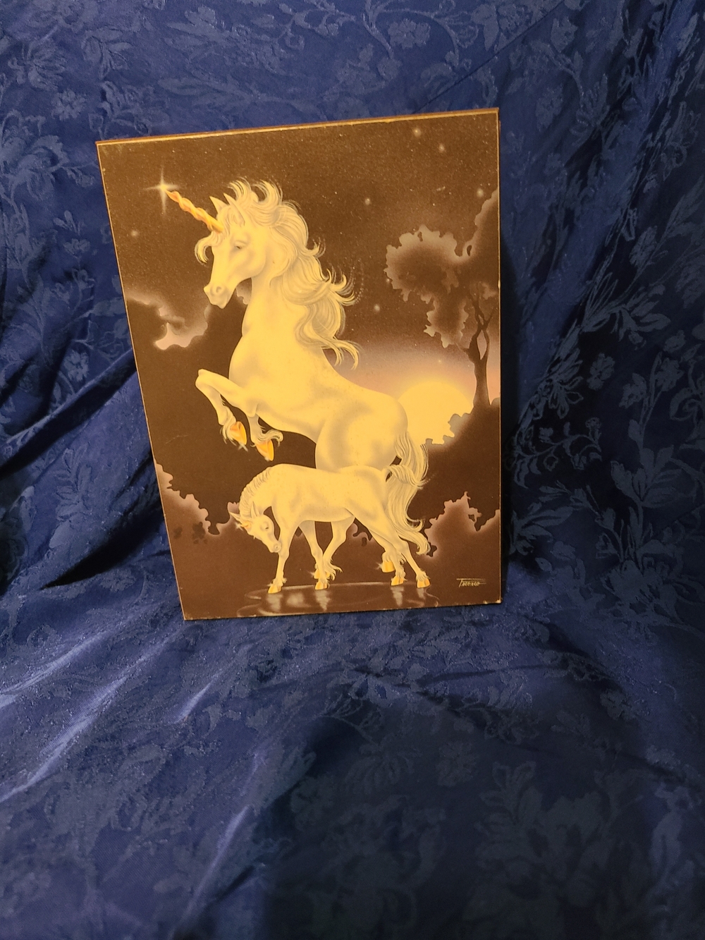 White Unicorn Wall Art Print with Gold Accents